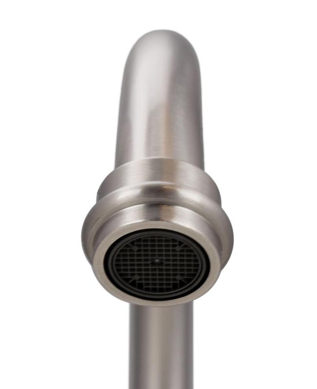 Aquanello Heritage Manor Grifo de cocina clásico Nostalgic Bridge en acero inoxidable con maneta blanca y caño redondo NB-4001-HA