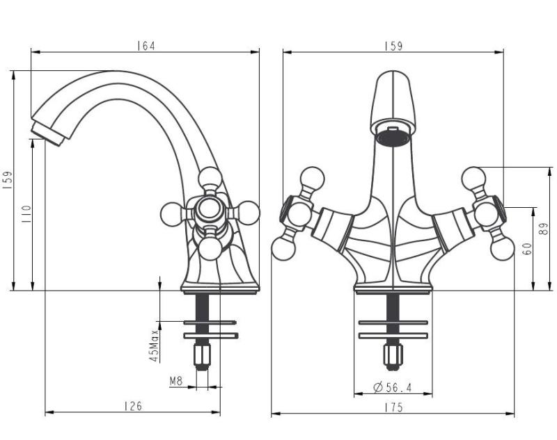 Aquanello Heritage Ascot Grifo clásico nostálgico para lavabo Bronce BN-4101-HA