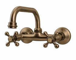 Aquanello Heritage Ascot Grifo de pared clásico para cocina con caño superior, color bronce BN-4110-HA