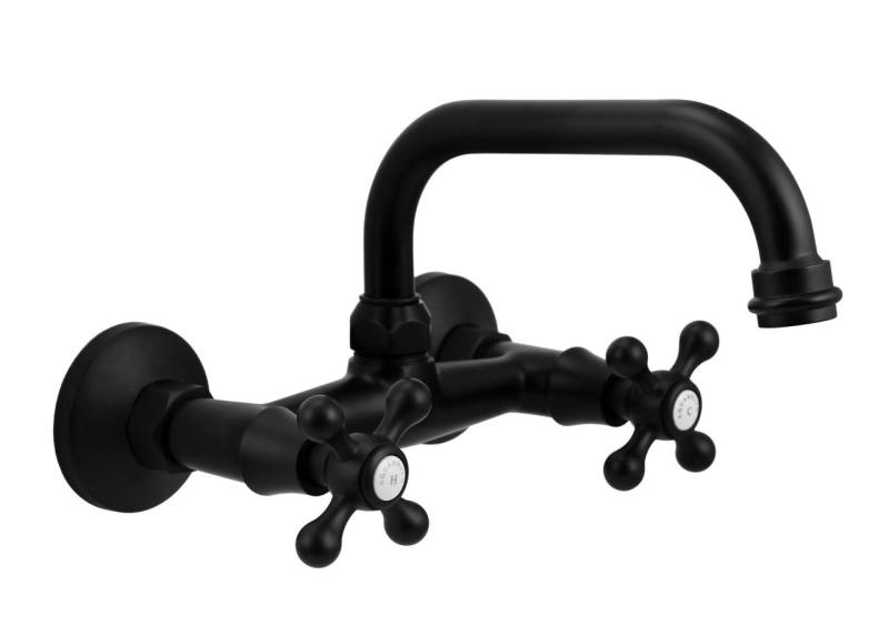 Aquanello Heritage Ascot Grifo clásico de cocina con caño superior negro BL-4110-HA