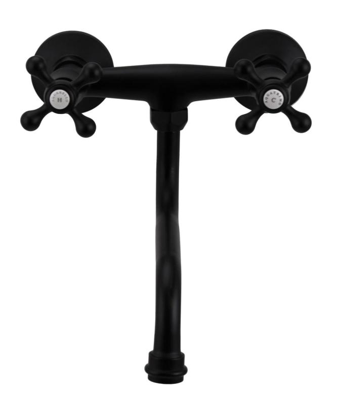 Aquanello Heritage Ascot Grifo de pared clásico para cocina, negro BL-4111-HA