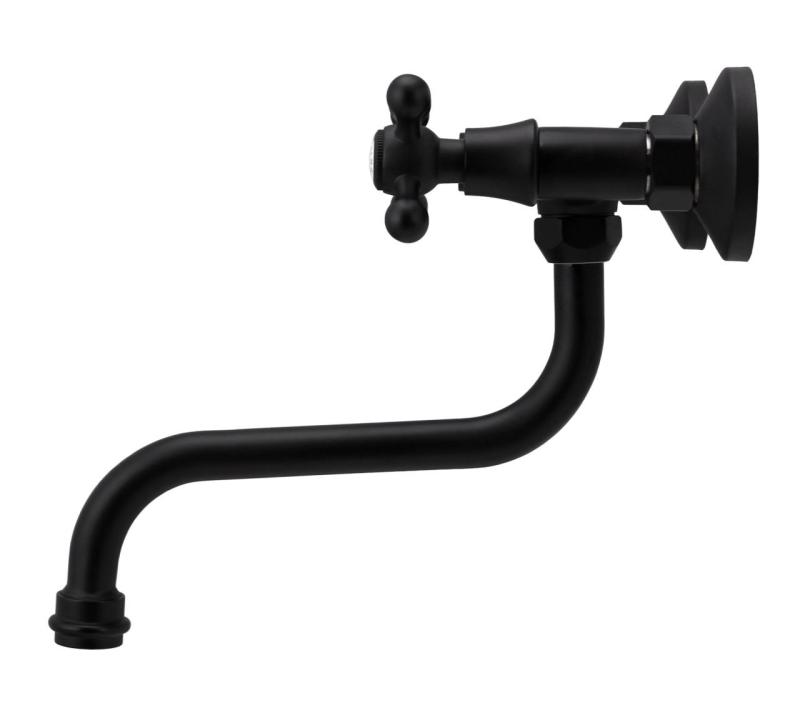 Aquanello Heritage Ascot Grifo de pared clásico para cocina, negro BL-4111-HA