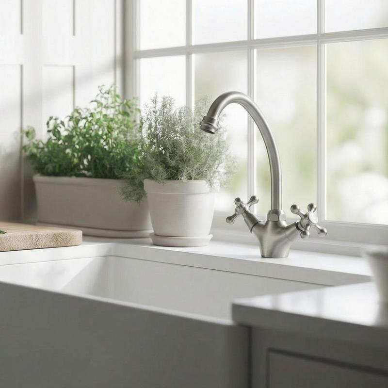 Aquanello Heritage Ascot Grifo de cocina clásico y nostálgico de acero inoxidable NB-4004-HA