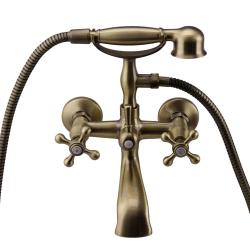 Aquanello Heritage Ascot Grifo clásico para bañera con mandos en estrella, bronce, con ducha de mano BN-3002-HA