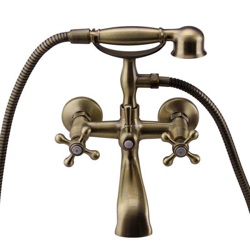 Aquanello Heritage Ascot Grifo clásico para bañera con mandos en estrella, bronce, con ducha de mano BN-3002-HA