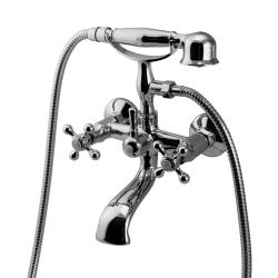 Aquanello Heritage Ascot Grifo clásico para bañera con mandos en estrella cromados, incluye ducha de mano CR-3002-HA