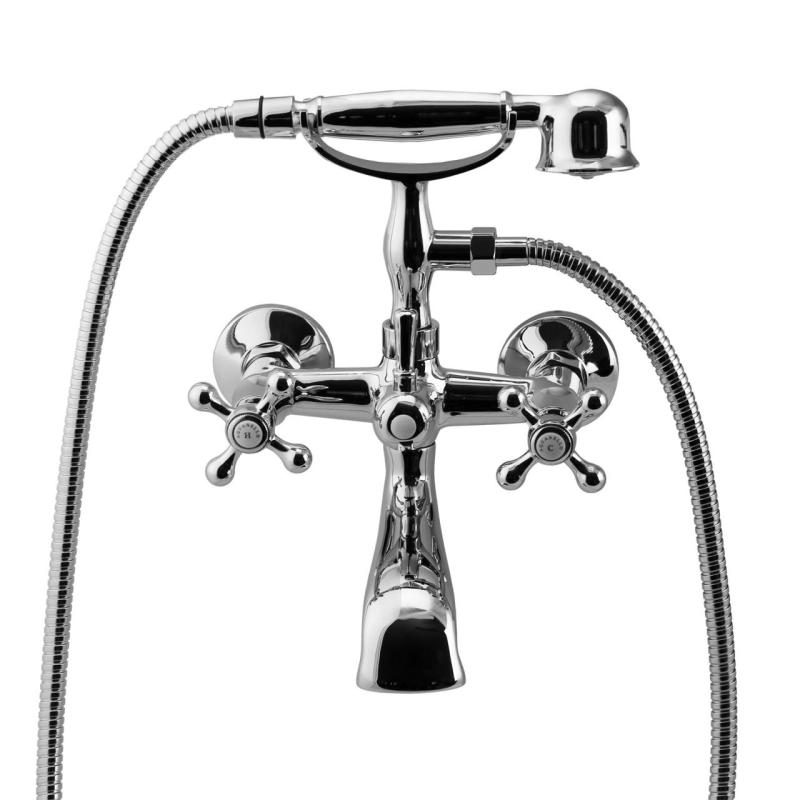 Aquanello Heritage Ascot Grifo clásico para bañera con mandos en estrella cromados, incluye ducha de mano CR-3002-HA