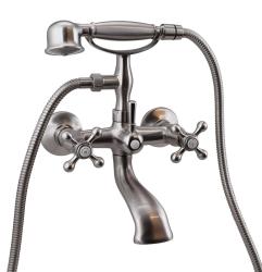 Aquanello Heritage Ascot Grifo clásico para bañera con mandos en estrella de acero inoxidable, incluye ducha de mano NB-3002-HA