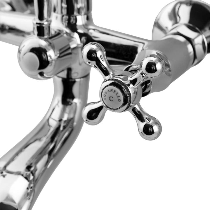 Aquanello Heritage Ascot Grifo clásico para bañera con mandos en estrella de acero inoxidable, incluye ducha de mano NB-3002-HA