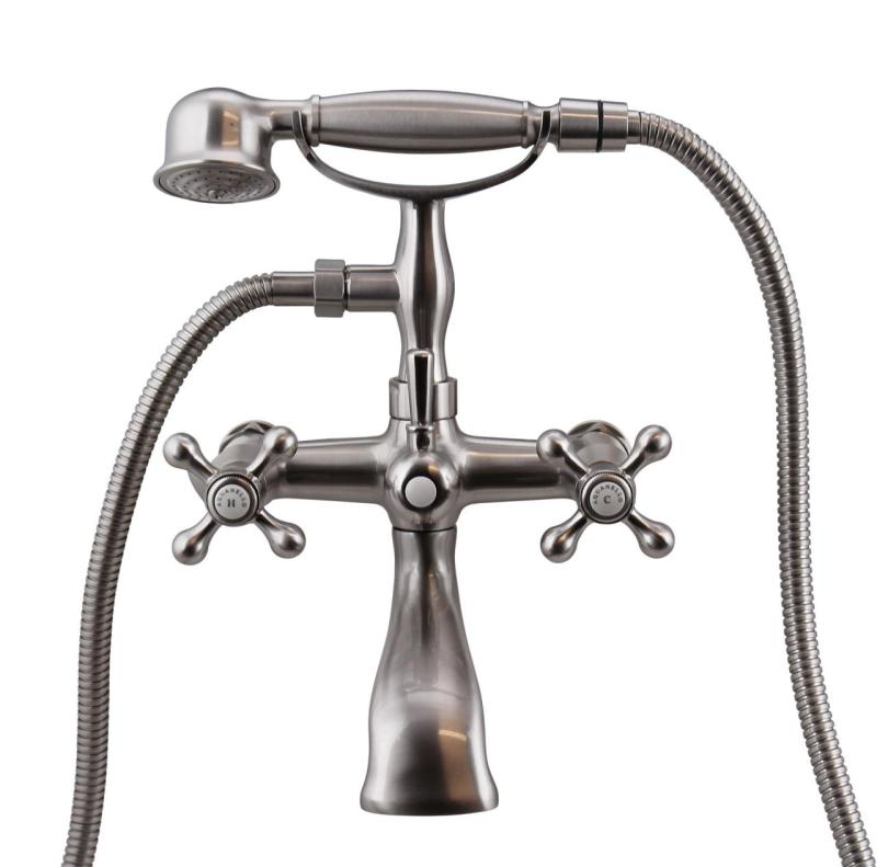 Aquanello Heritage Ascot Grifo clásico para bañera con mandos en estrella de acero inoxidable, incluye ducha de mano NB-3002-HA