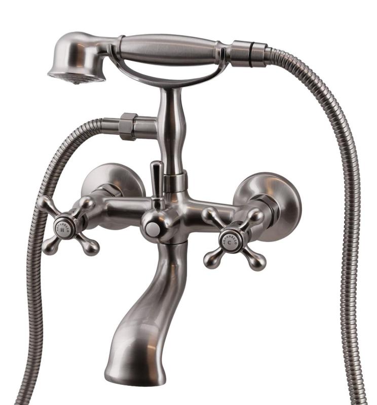 Aquanello Heritage Ascot Grifo clásico para bañera con mandos en estrella de acero inoxidable, incluye ducha de mano NB-3002-HA