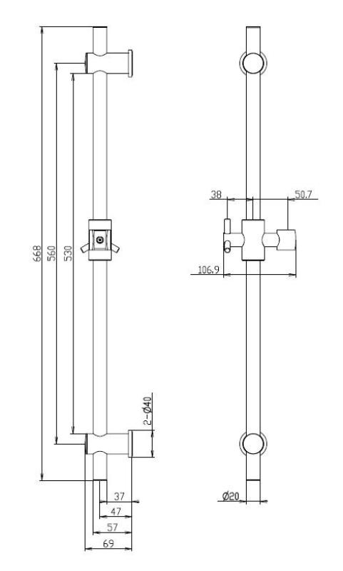 Aquanello Heritage Collection Barra deslizante clásica 668 mm acero inoxidable NB-9004-HC