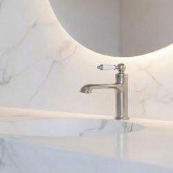 Aquanello Heritage Manor Grifo mezclador clásico nostálgico para lavabo, acero inoxidable NB-1001-HM