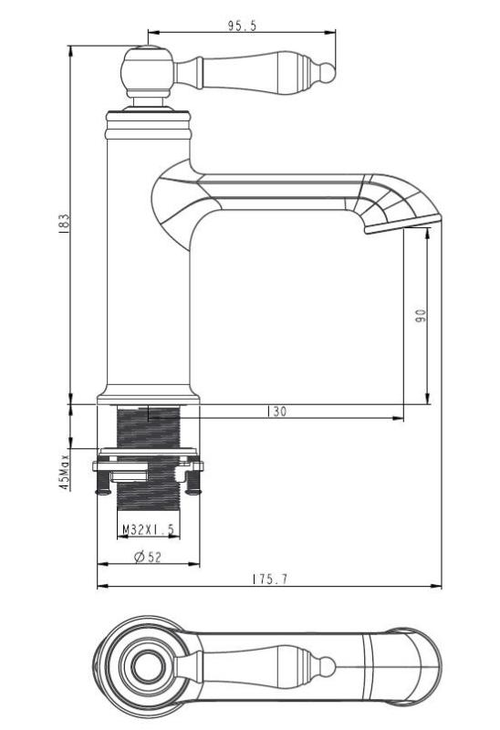 Aquanello Heritage Manor Grifo mezclador clásico nostálgico para lavabo, acero inoxidable NB-1001-HM