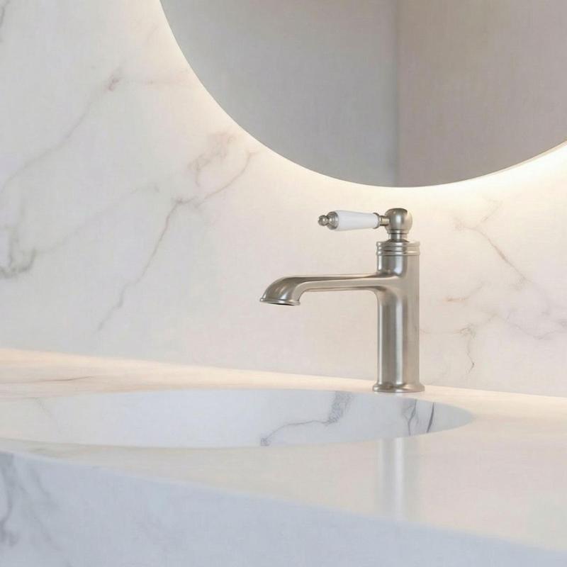 Aquanello Heritage Manor Grifo mezclador clásico nostálgico para lavabo, acero inoxidable NB-1001-HM