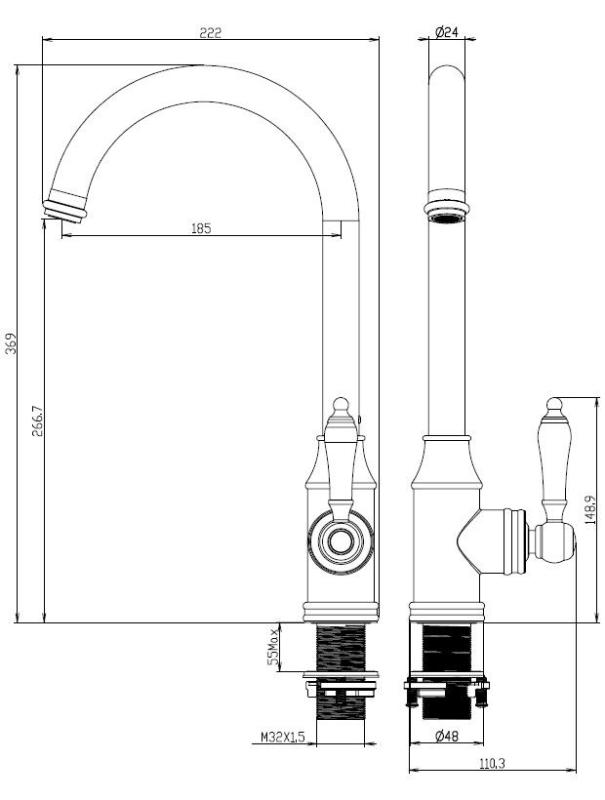 Aquanello Heritage Manor Grifo de cocina clásico y nostálgico en bronce BN-9001-HM