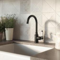 Aquanello Heritage Manor Grifo de cocina clásico y nostálgico, negro BL-9001-HM
