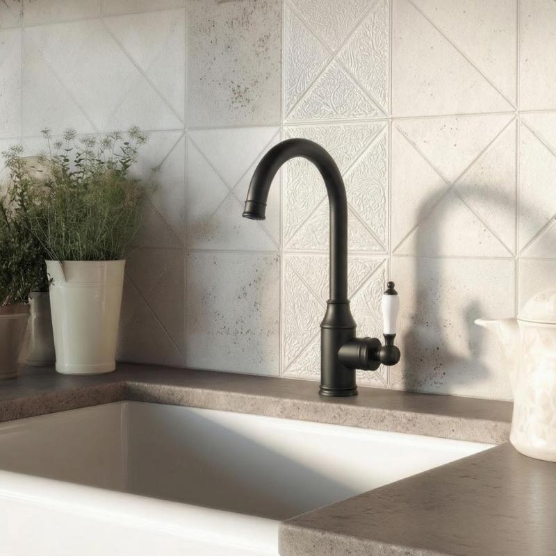 Aquanello Heritage Manor Grifo de cocina clásico y nostálgico, negro BL-9001-HM