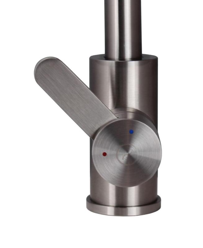 Aquanello Forma Grifo monomando de cocina de acero inoxidable macizo con caño redondo SS-1002-FM