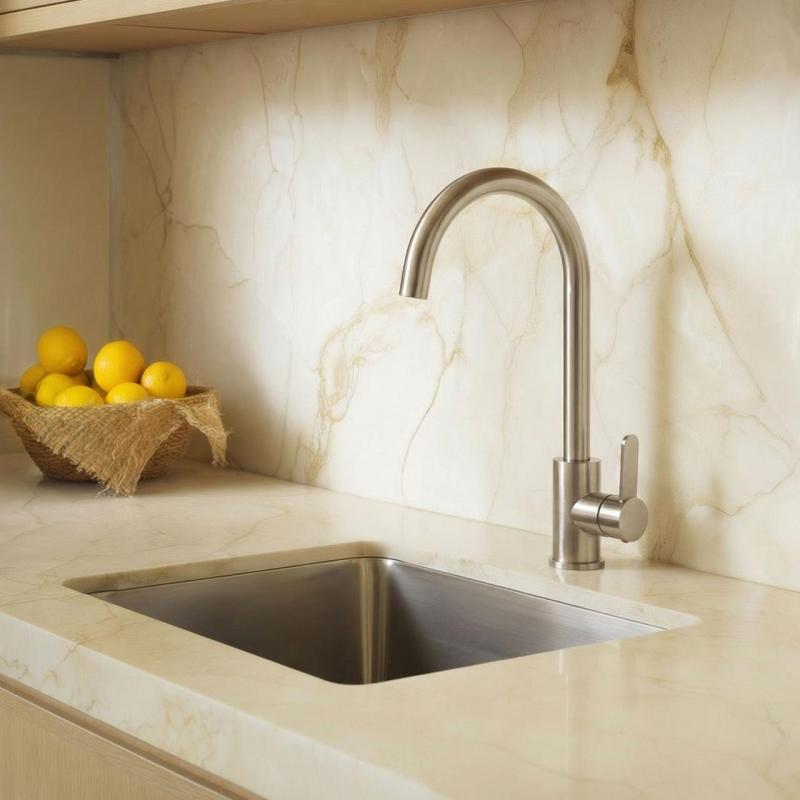 Aquanello Forma Grifo monomando de cocina de acero inoxidable macizo con caño redondo SS-1002-FM