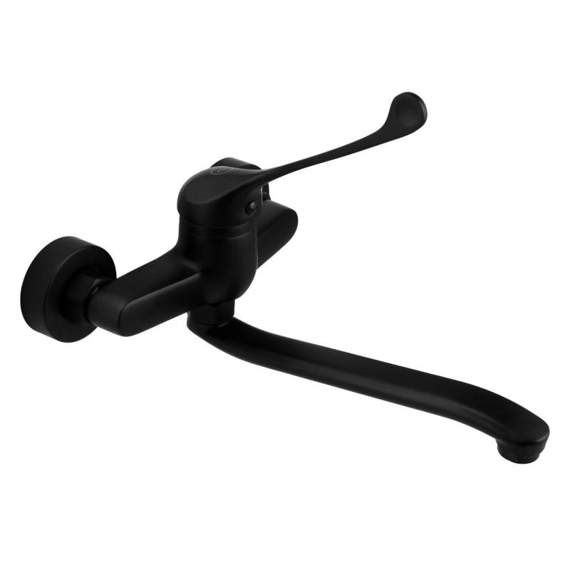 Aquanello Medic Grifo de cocina de pared con maneta larga negro BL-1005-MD