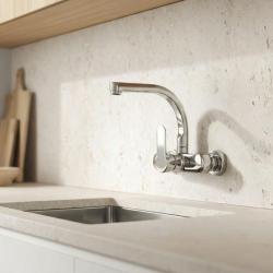 Aquanello Casa Grifo de cocina de pared con caño superior cromado CR-1003-CS