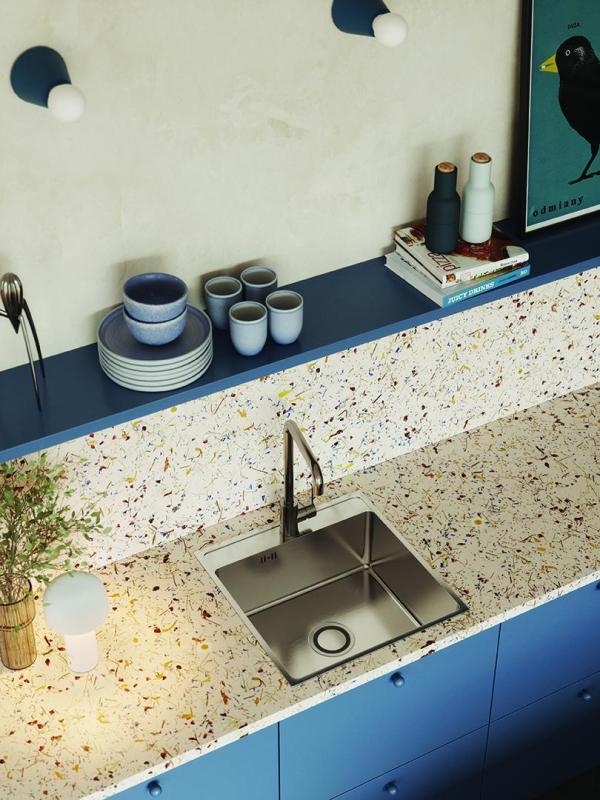 Aquadesign Plana Fregadero de acero inoxidable para montaje sobre encimera 48 x 49 cm con orificio para grifo, sifón y tapón de desagüe Clickclack incluidos 1208972559