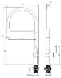 Aquanello Gastro Grifo de cocina con caño flexible, negro BL-4400-GT
