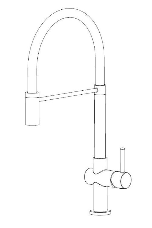 Aquanello Gastro Grifo de cocina con caño flexible, negro BL-4400-GT
