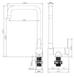 Aquanello Forma Grifo de cocina abatible de acero inoxidable macizo, negro  BL-1011-FM