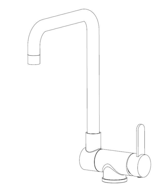 Aquanello Forma Grifo de cocina abatible de acero inoxidable macizo, negro  BL-1011-FM