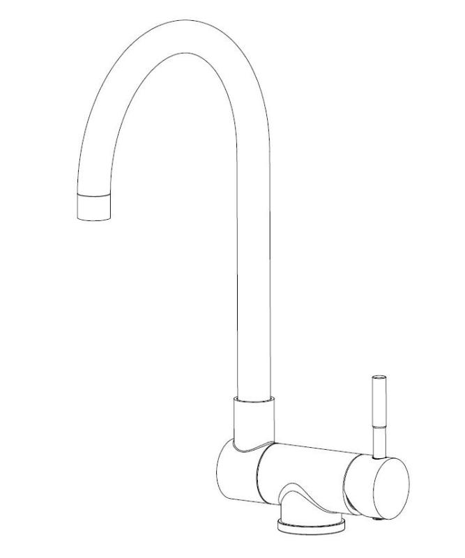 Aquanello Forma Grifo de cocina abatible de acero inoxidable macizo, negro, modelo BL-1012-FM
