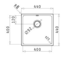 PM Lydia Fregadero de acero inoxidable de 40 x 40 cm para montaje bajo encimera, empotrado y sobre encimera 1208972639