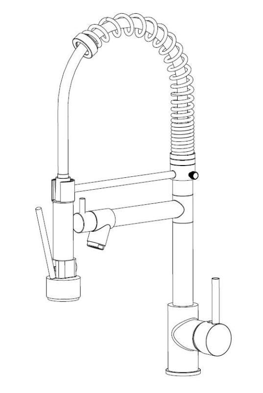 Aquanello Gastro Grifo de cocina con función de rociado profesional, cromado CR-4402-GT