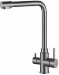 Aquanello Limpia Grifo de cocina de 3 vías de acero inoxidable macizo con agua filtrada SS-11600-LP