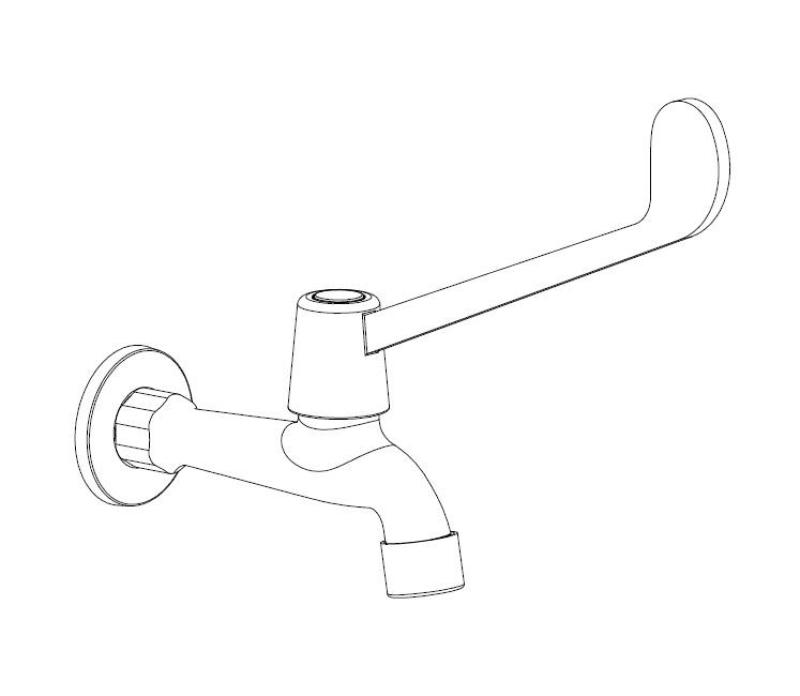 Aquanello Medic Grifo de agua fría de pared con maneta larga, cromado CR-1102-MD