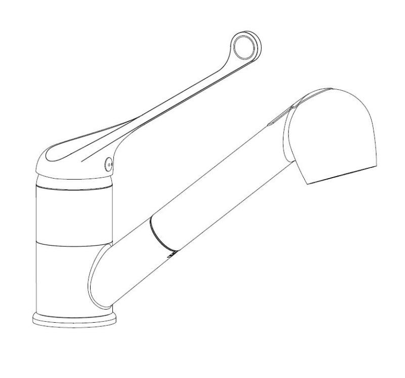 Aquanello Medic Grifo de cocina con maneta larga y caño extraíble, cromado CR-1006-MD