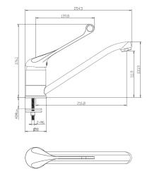 Aquanello Medic Grifo monomando de cocina con maneta larga  Cromo CR-1007-MD