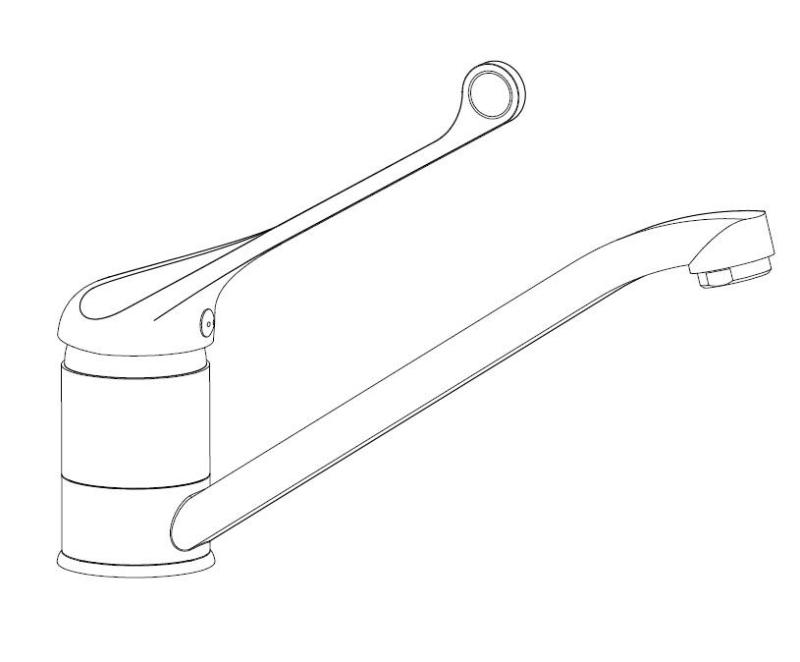 Aquanello Medic Grifo monomando de cocina con maneta larga  Cromo CR-1007-MD