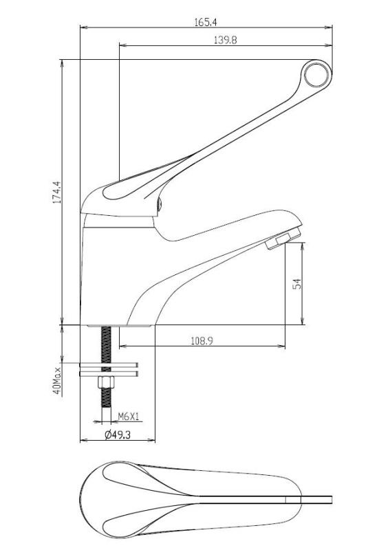 Aquanello Medic Mezclador de lavabo con maneta extralarga, cromado CR-1103-MD
