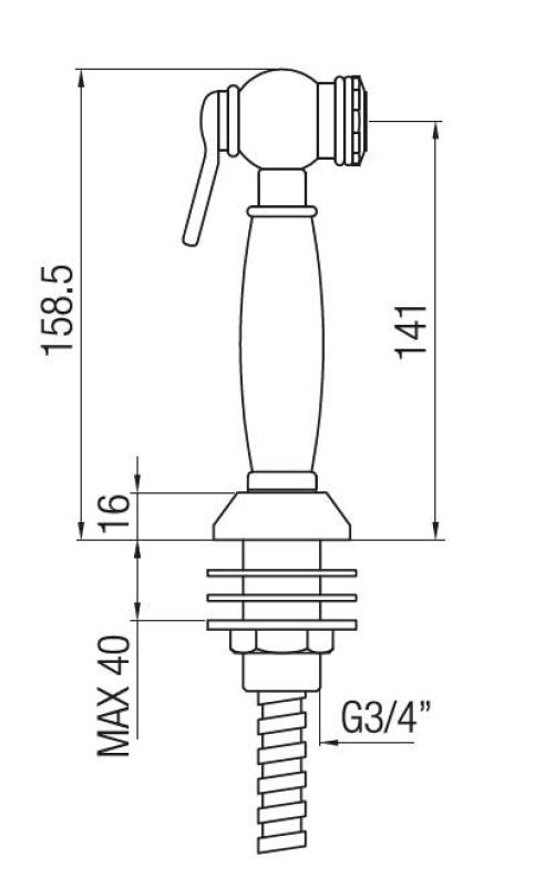 PB Ducha de mano extensible para cocina de estilo clásico y cromada