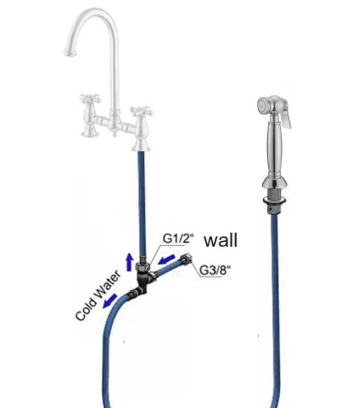 PB Ducha de mano extensible para cocina de estilo clásico, en latón natural