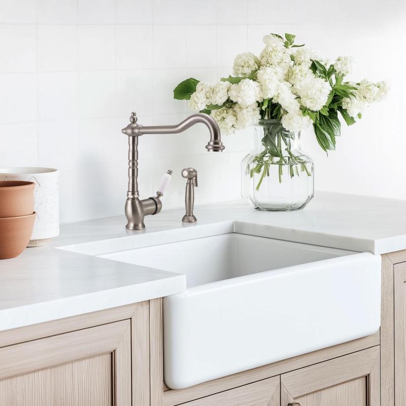 PB Ducha de mano extensible para cocina de estilo clásico y nostálgico, en acero inoxidable