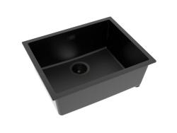 Pure.Sink Eternal Fregadero Quartz negro de 50 x 40 cm, para empotrar y sobre encimera, con tapón automático negro