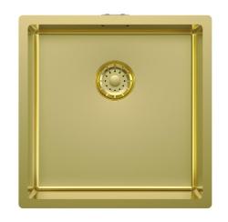 Pure.Sink Comfort Fregadero dorado con recubrimiento PVD, 40 x 40 cm, radio de 10 mm, para montaje bajo encimera, a ras de encimera y sobre encimera PCM4040-60