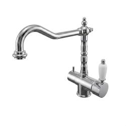 PB Grifo de cocina de 3 vías de estilo retro con agua filtrada y maneta blanca cromada 1208972847