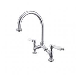 PB classic Grifo de cocina clásico y nostálgico, cromado, con distancia entre ejes variable, 2 orificios, 18-25 cm, 1208972853