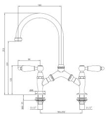 PB classic Grifo de cocina clásico y nostálgico, cromado, con distancia entre ejes variable, 2 orificios, 18-25 cm, 1208972853