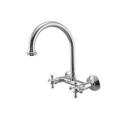 PB Grifo de cocina de estilo retro, de pared, con caño redondo, cromado 1208972854
