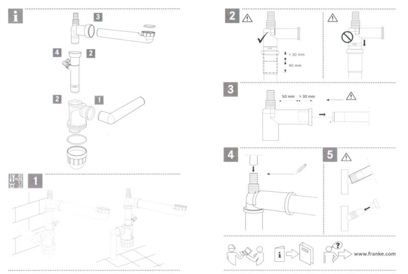 Sifón ahorrador de espacio Franke con conexión para lavavajillas Spazio 112.0551.361